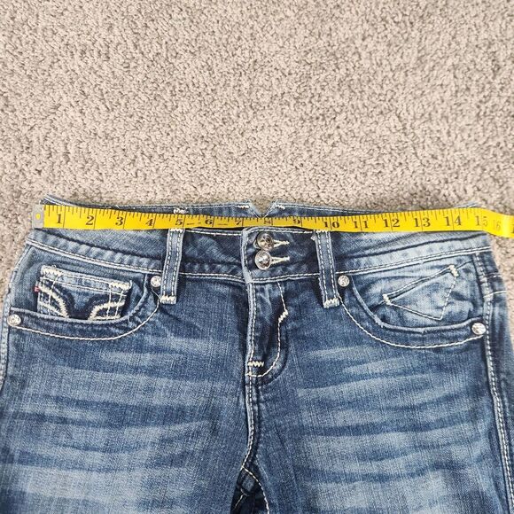 Vigoss Jeans Womens 4 Chelsea Capri Distressed Stretch Thick Stitch Wide Baggy - Picture 11 of 15